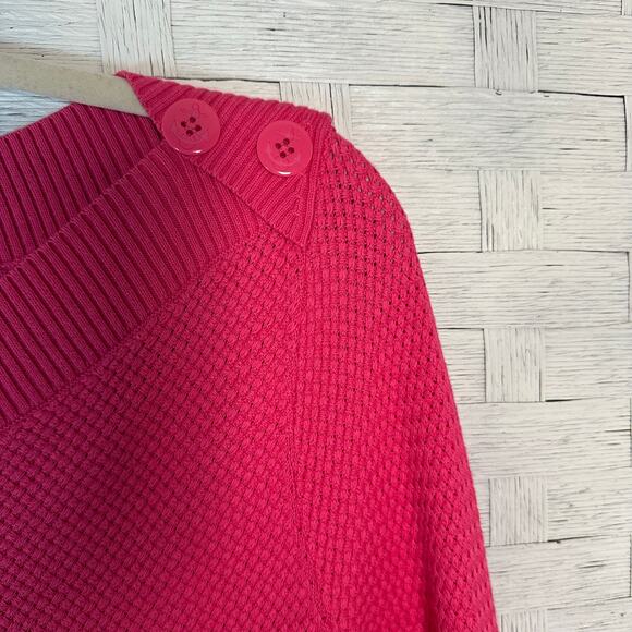 Talbots women’s sweater pink button shoulders loose knit nautical preppy coastal - Picture 2 of 10